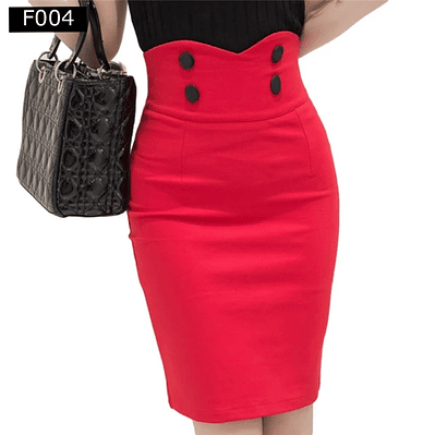 Falda Elegante con Pretina Alta y Botones 