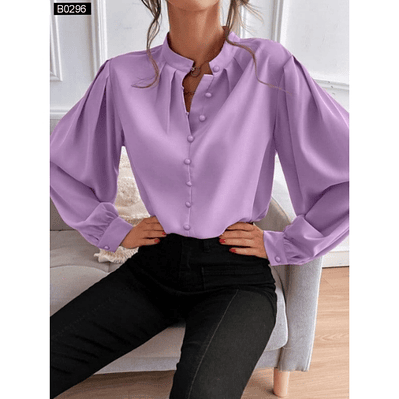 Blusa de Moda con cuello alto y Botones