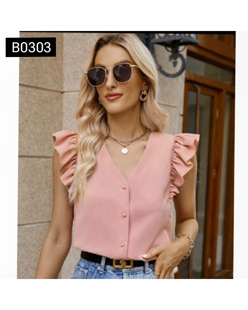 Blusa con cuello v y botones