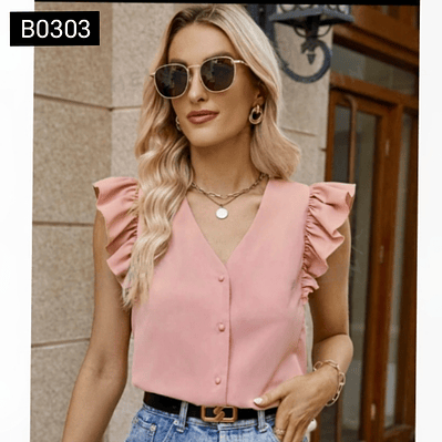 Blusa con cuello v y botones