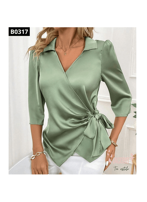 Blusa Elegante Satinada Cruzada