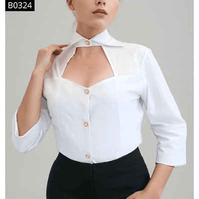 Blusa Elegante con Cuello y Botones dorados