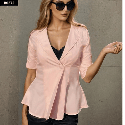 Blusa de moda cruzada con escote tipo solapa