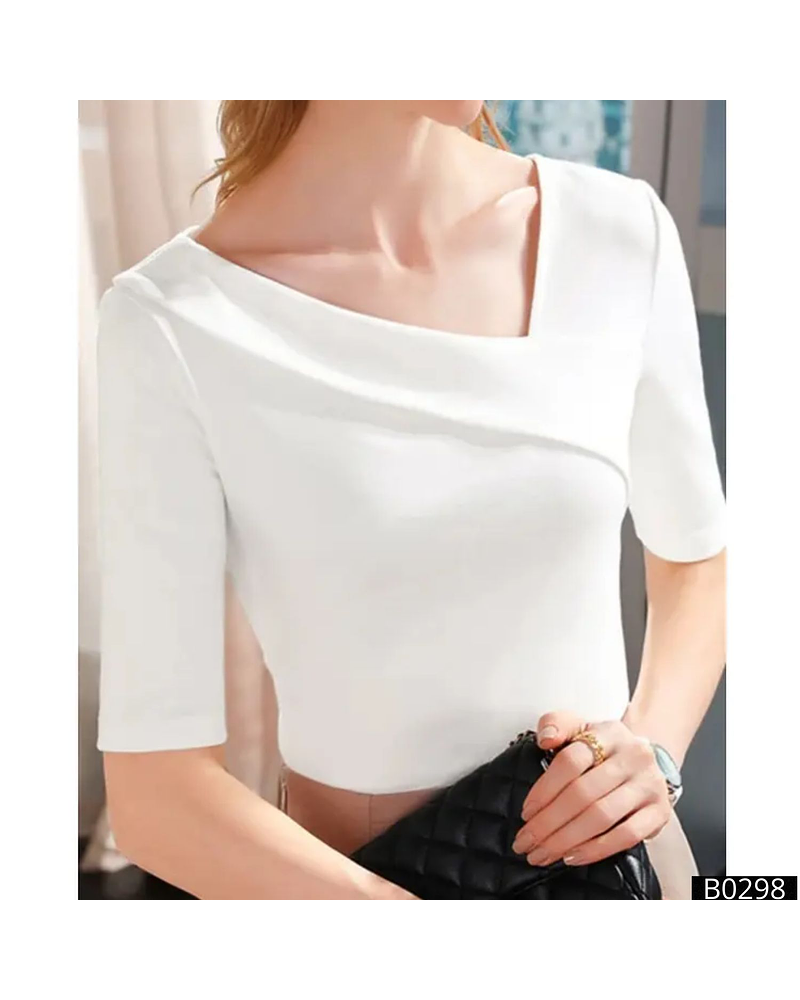 Blusa Elegante Con Cuello Asimétrico