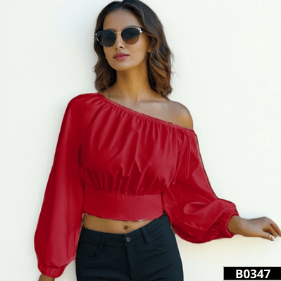 Blusa Asimetrica con Mangas Bombachas