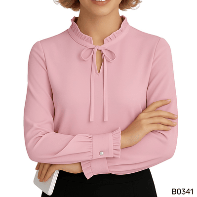 Blusa Elegante con Detalles en el cuello y mangas