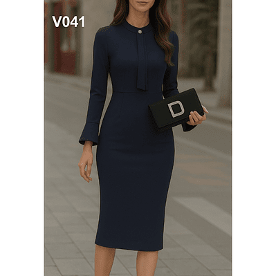 Vestido ajustado manga campana