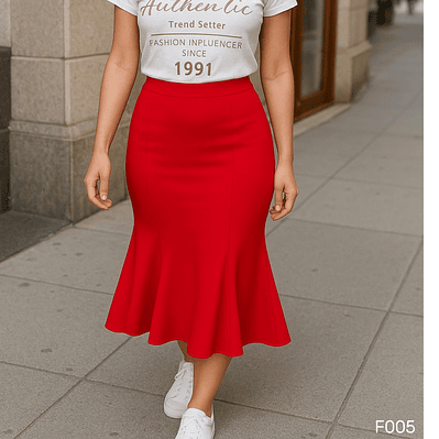 Falda Elegante Larga con cortes