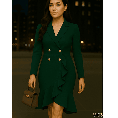 Vestido Elegante con Solapa y Bolero