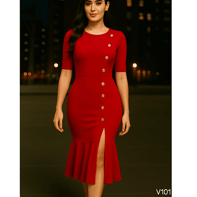 Vestido Entallado con Abertura