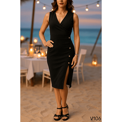 Vestido sin manga y Botones 