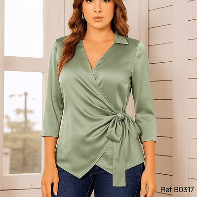 Blusa Elegante Satinada Cruzada