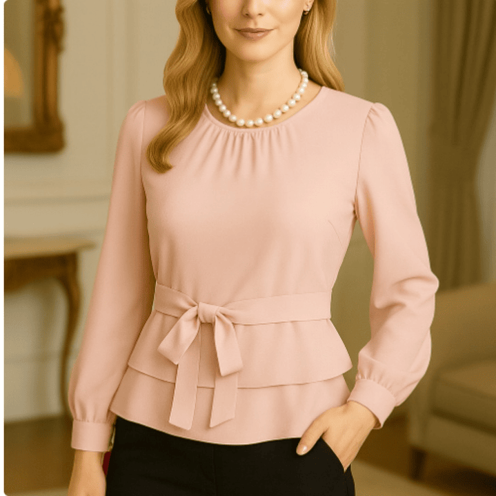 Blusa de moda con boleros y moño en la cintura 12