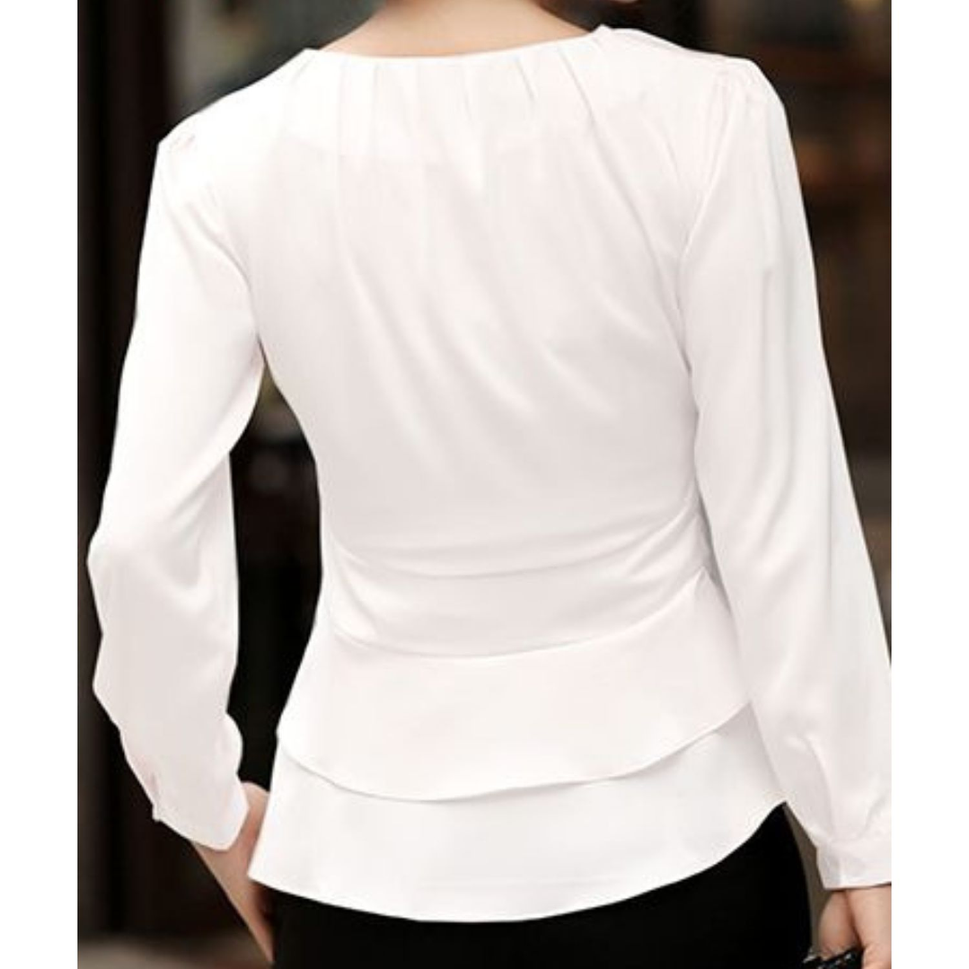 Blusa de moda con boleros y moño en la cintura 14