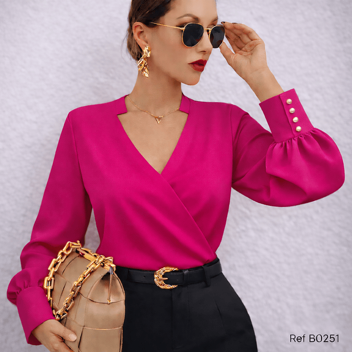 Blusa de moda con escote cruzado 3