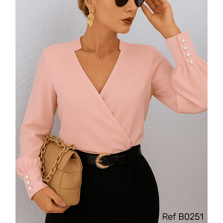Blusa de moda con escote cruzado 4