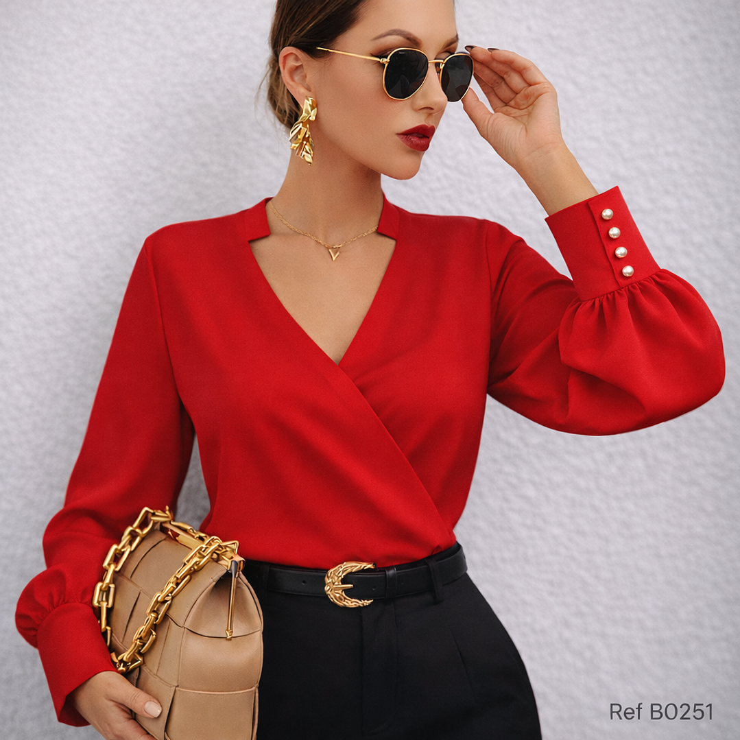 Blusa de moda con escote cruzado 5