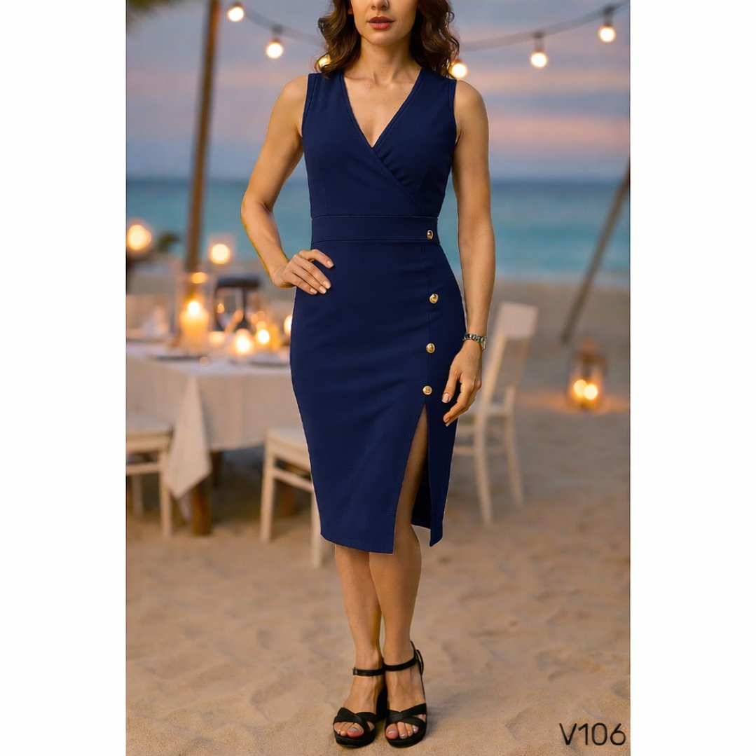 Vestido sin manga y Botones  2