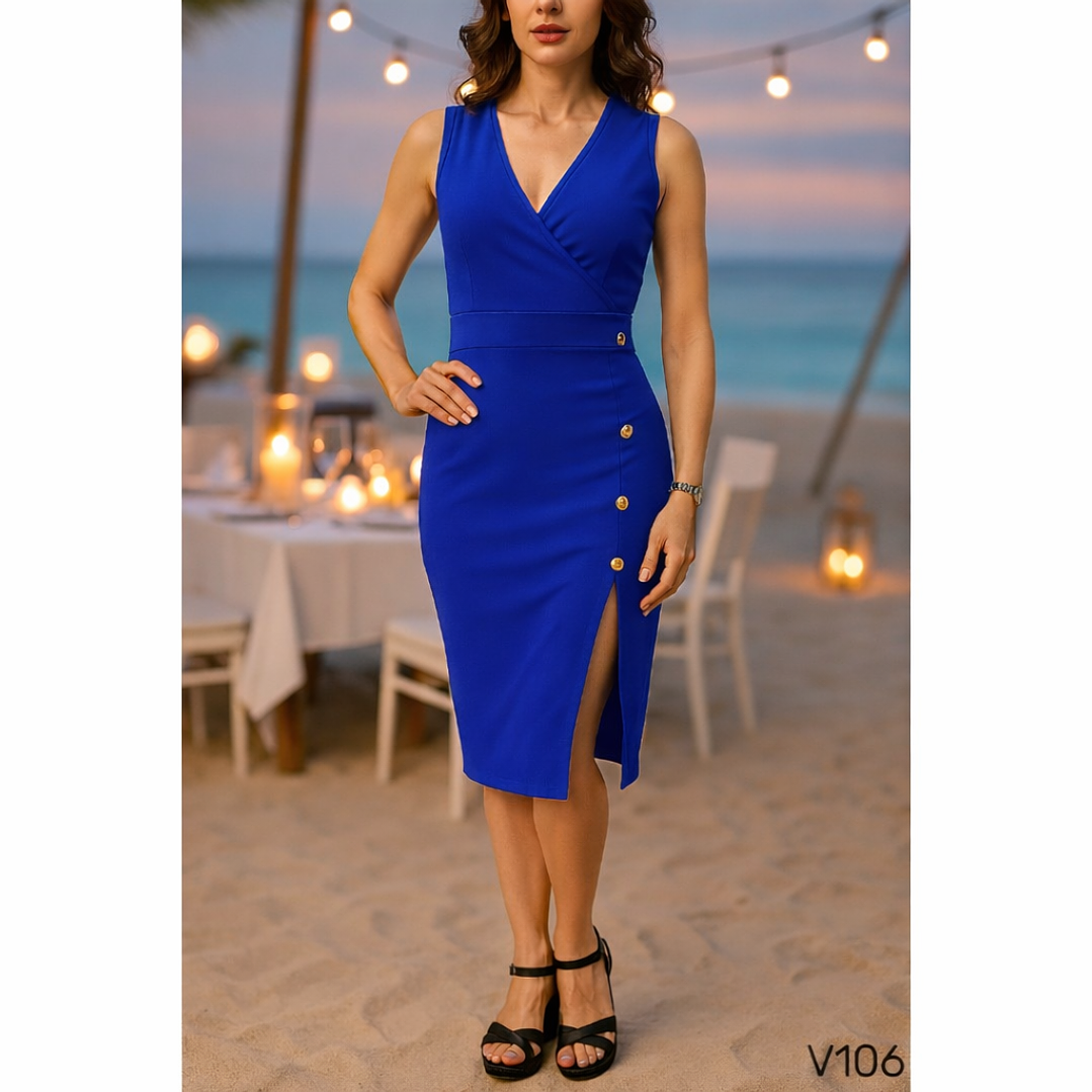 Vestido sin manga y Botones  5