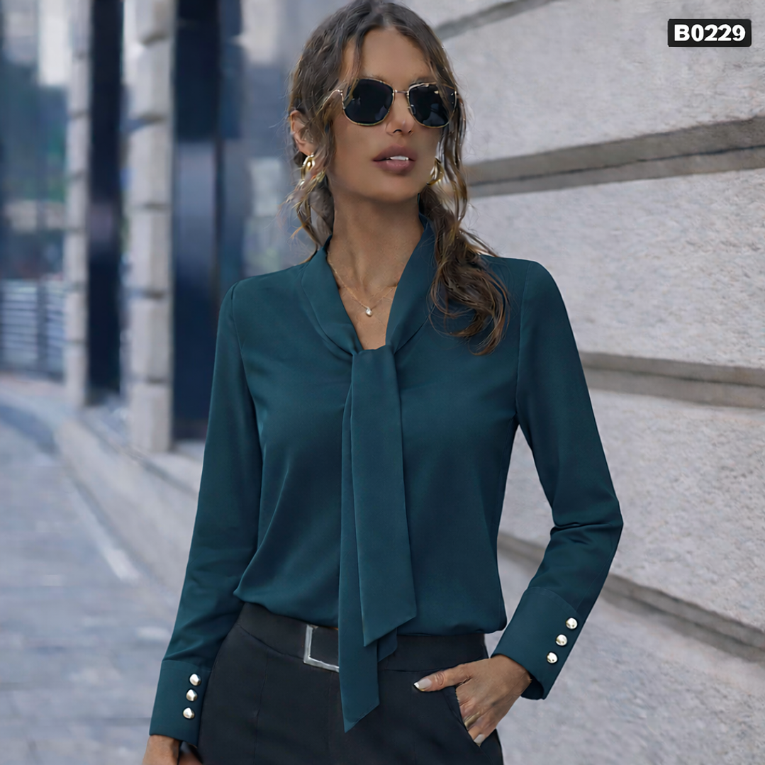 Blusa elegante con cuello anudado 3