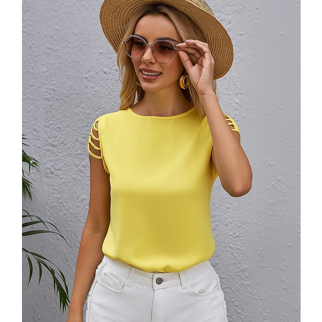 Blusa de moda con abertura en las mangas 1