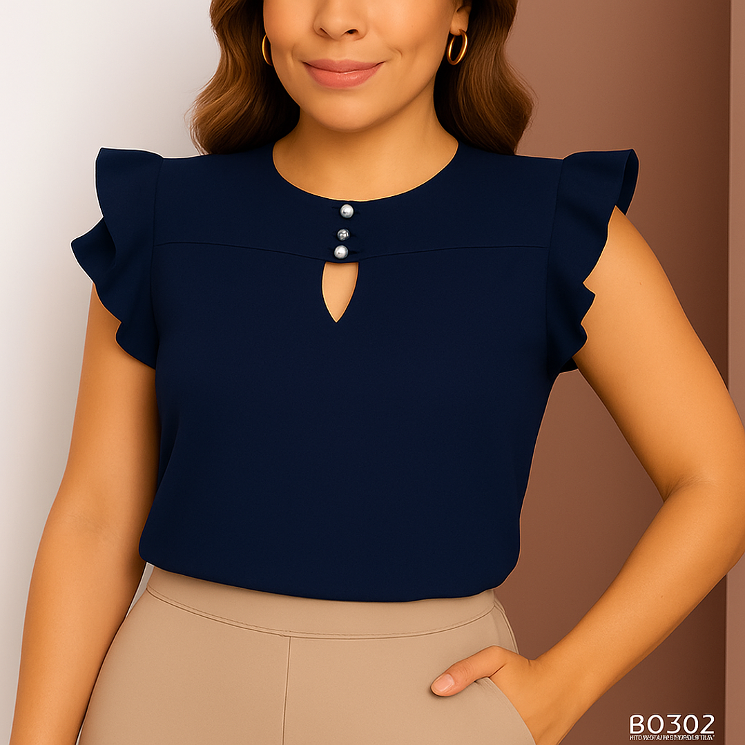 Blusa de Moda con botones en el pecho 2