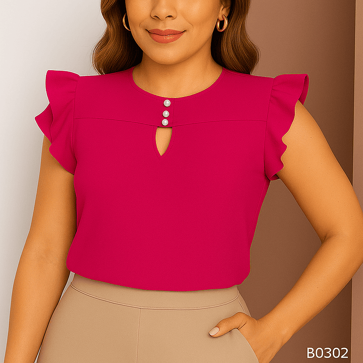 Blusa de Moda con botones en el pecho 6