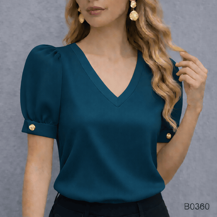 Blusa Casual con Botones Dorados 9