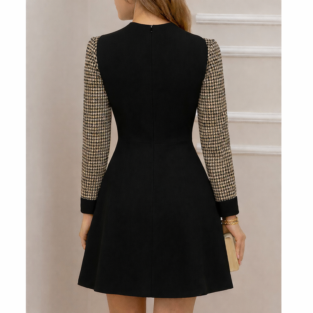 Vestido de Moda Con cuello alto y Botones plateados 3