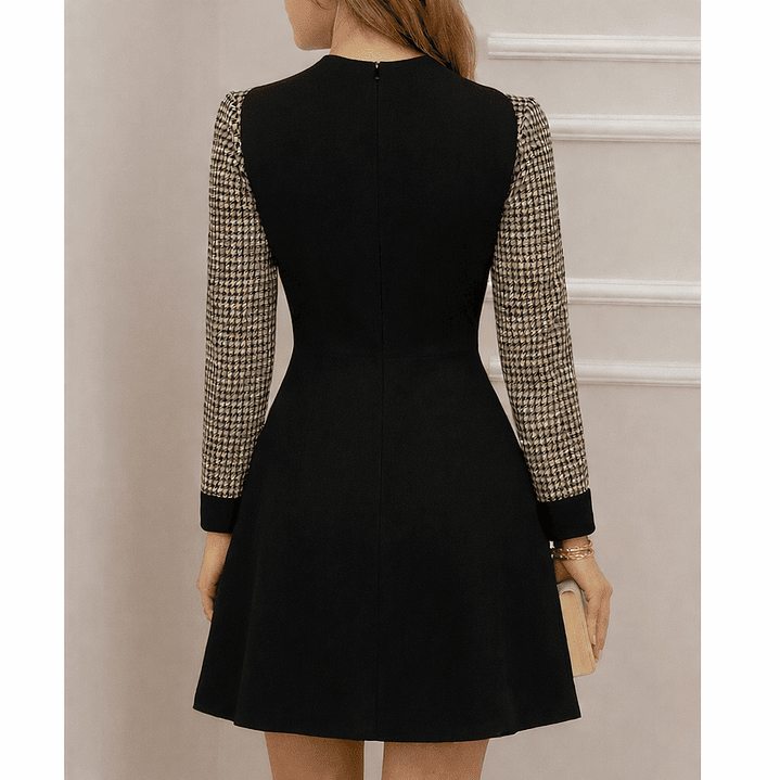 Vestido de Moda Con cuello alto y Botones plateados 3