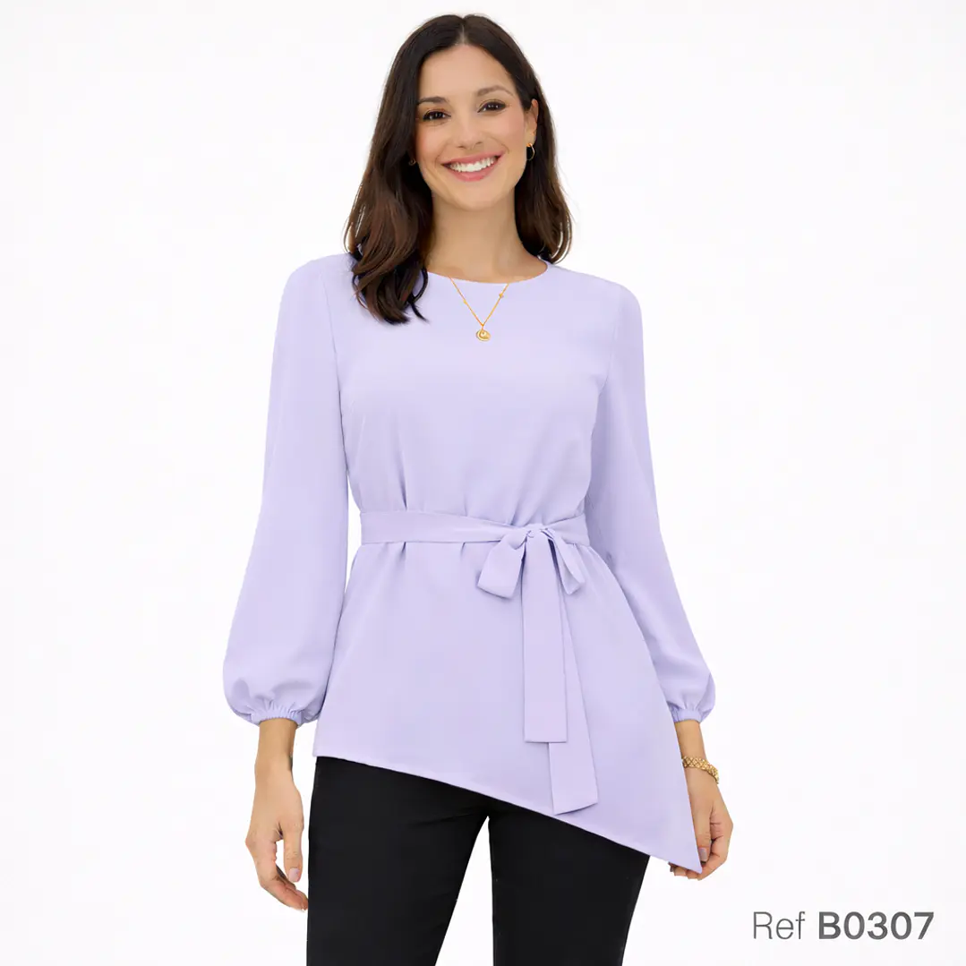 Blusa de Moda suelta con cinturón  1