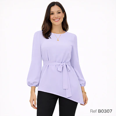 Blusa de Moda suelta con cinturón 
