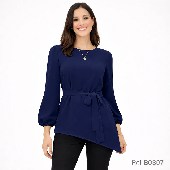 Blusa de Moda suelta con cinturón  2