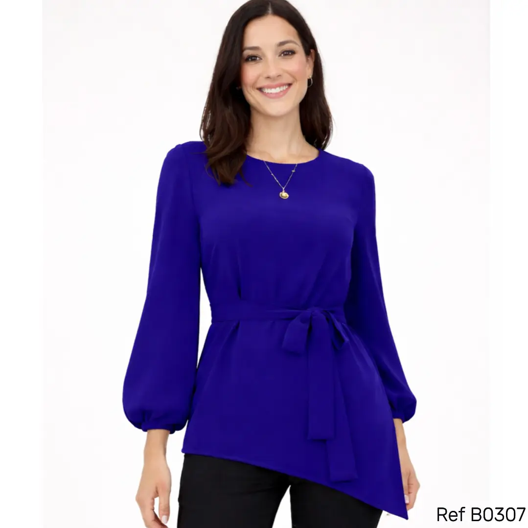 Blusa de Moda suelta con cinturón  3