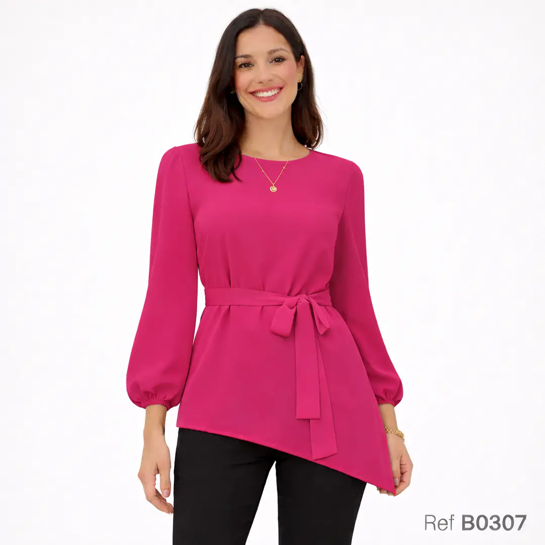 Blusa de Moda suelta con cinturón  5