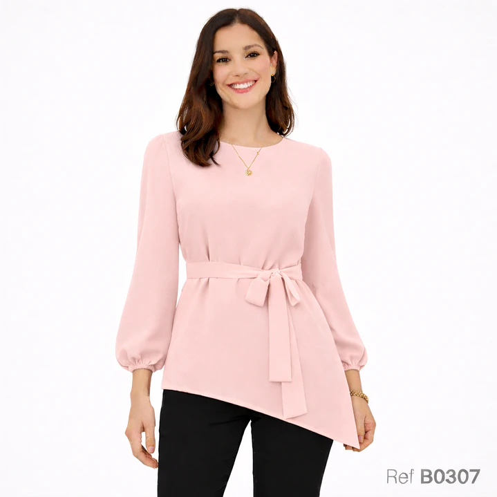 Blusa de Moda suelta con cinturón  7