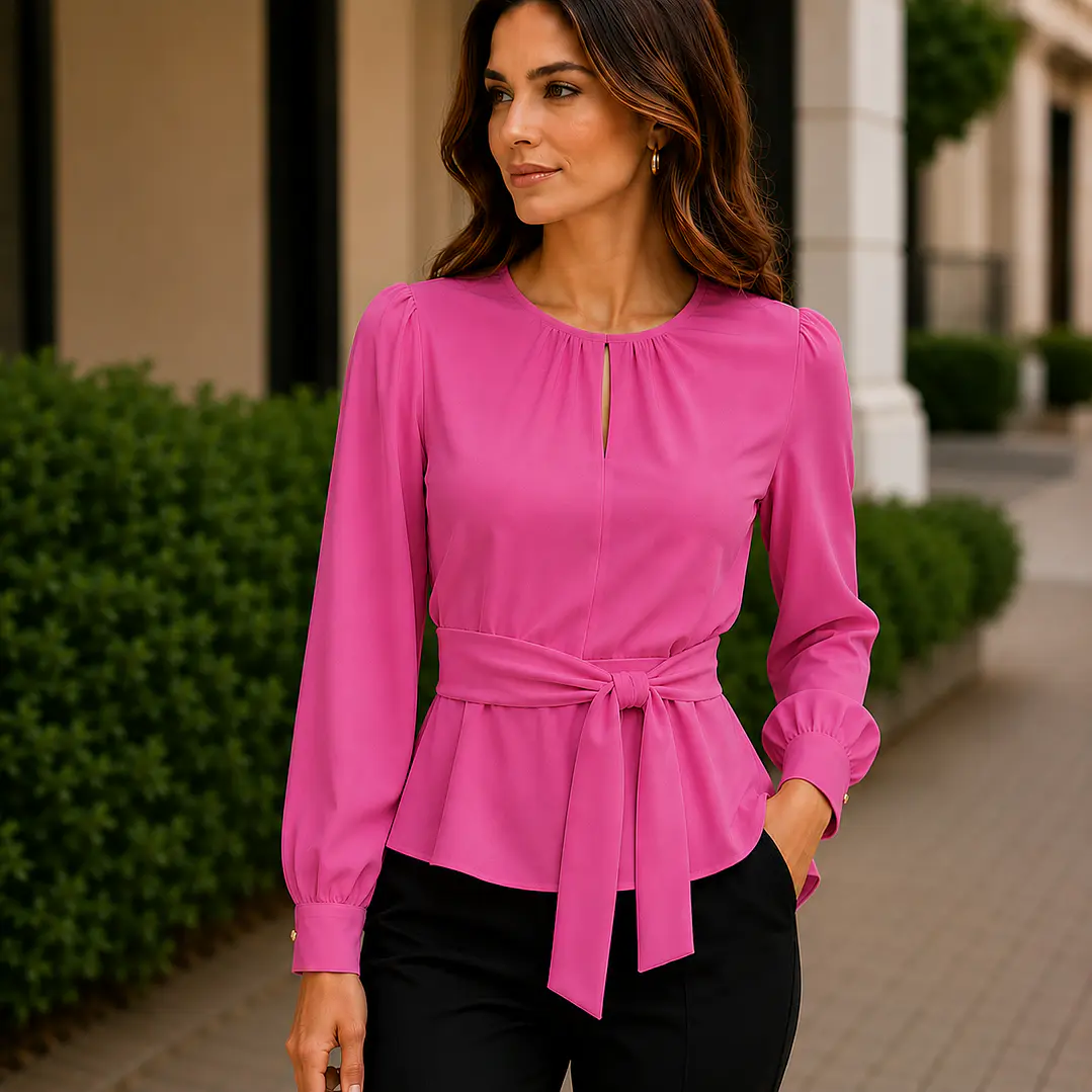 Blusa Elegante con lazo en la cintura 9