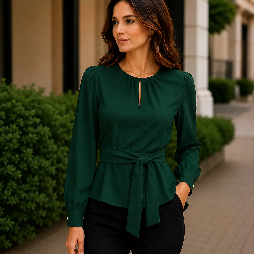 Blusa Elegante con lazo en la cintura 11