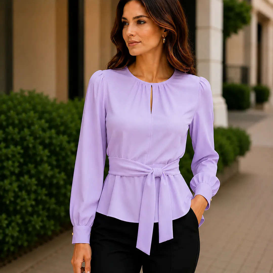 Blusa Elegante con lazo en la cintura 12