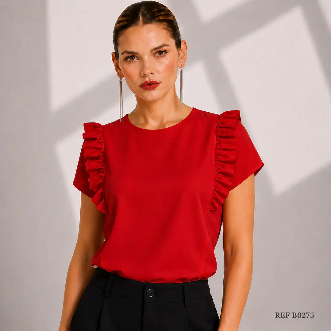 Blusa de moda con arandelas cortas 5