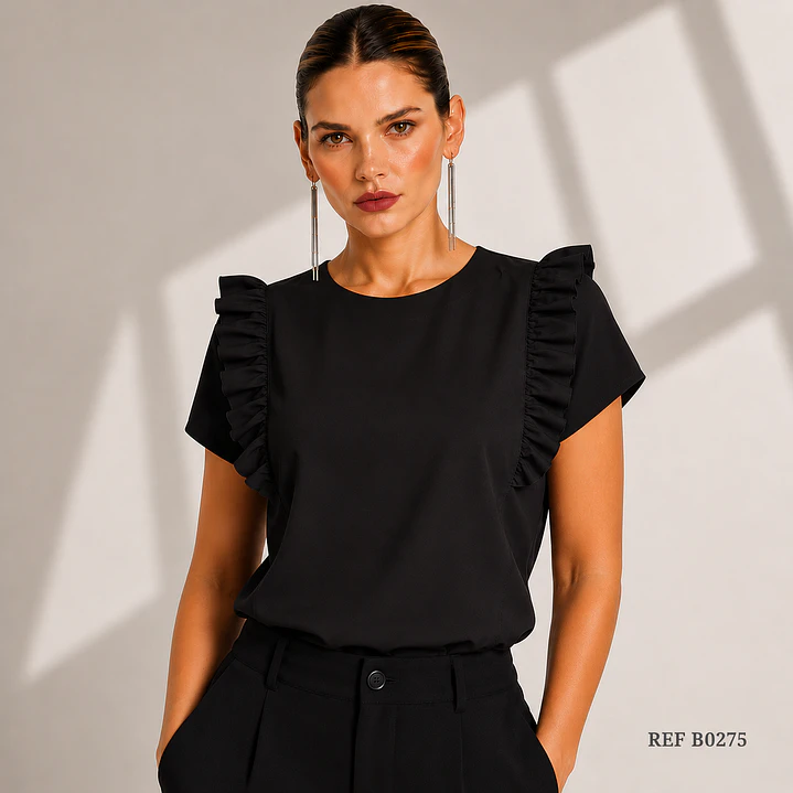 Blusa de moda con arandelas cortas 6
