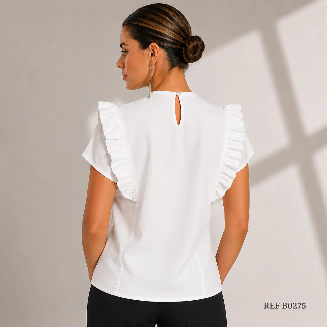 Blusa de moda con arandelas cortas 7