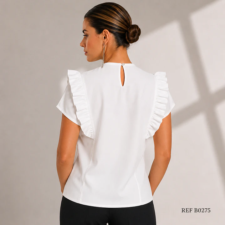 Blusa de moda con arandelas cortas 7