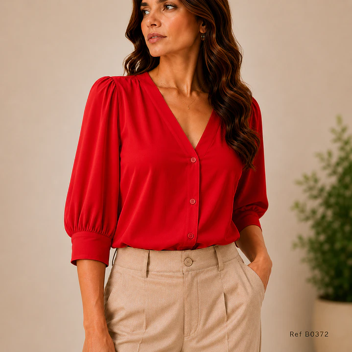 Blusa Elegante camisera escote enV 6
