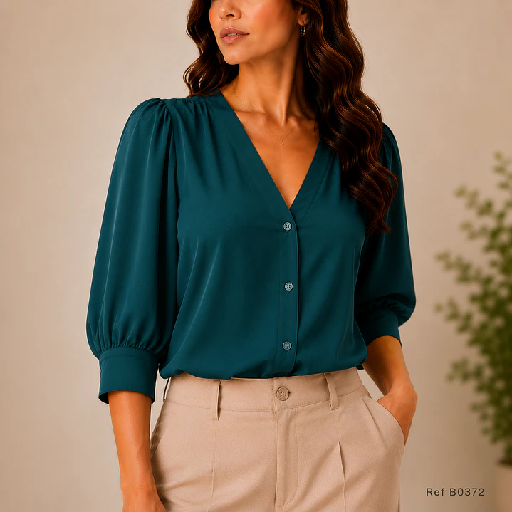 Blusa Elegante camisera escote enV 9