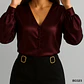 Blusa Satinada con Botones y Puño Decorativo - Miniatura 4