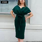 Vestido Elegante con escote cruzado - Miniatura 8