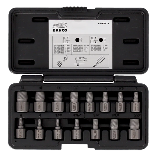 JUEGO DE EXTRACTOR DE ESPARRAGOS 15 PZAS BAHCO