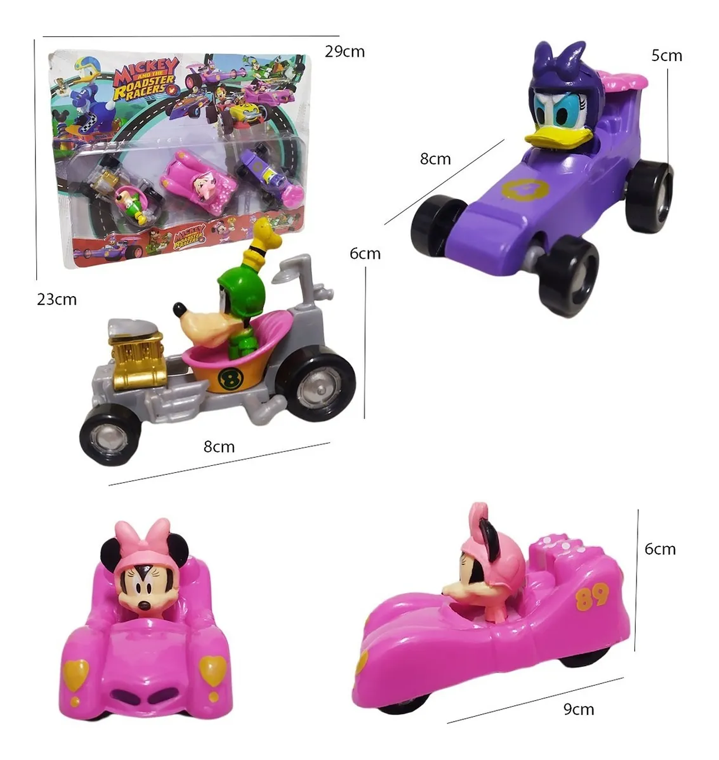 Carros Mickey Mouse Juguete Set x3 Vehículos Niños Niñas  3