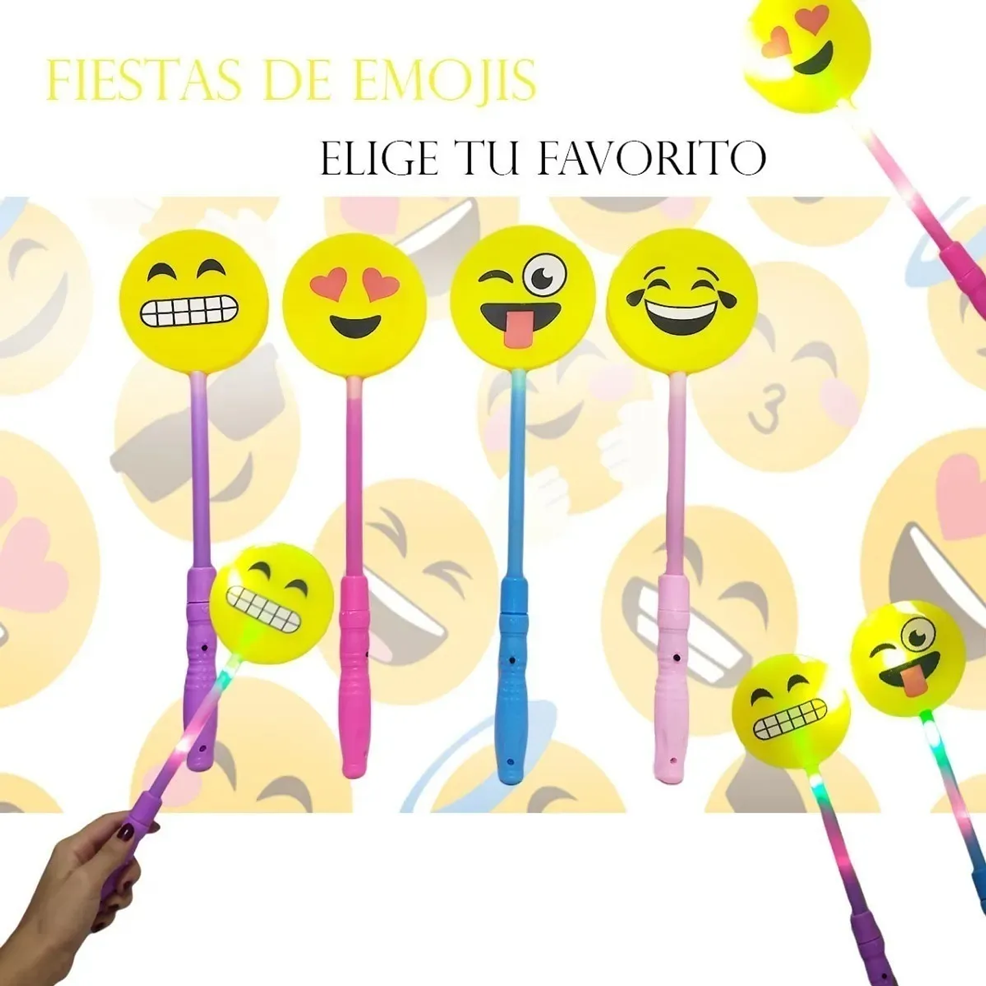 Varita Luces Emoji Juguete Luminoso Niños Niñas Caritas 2